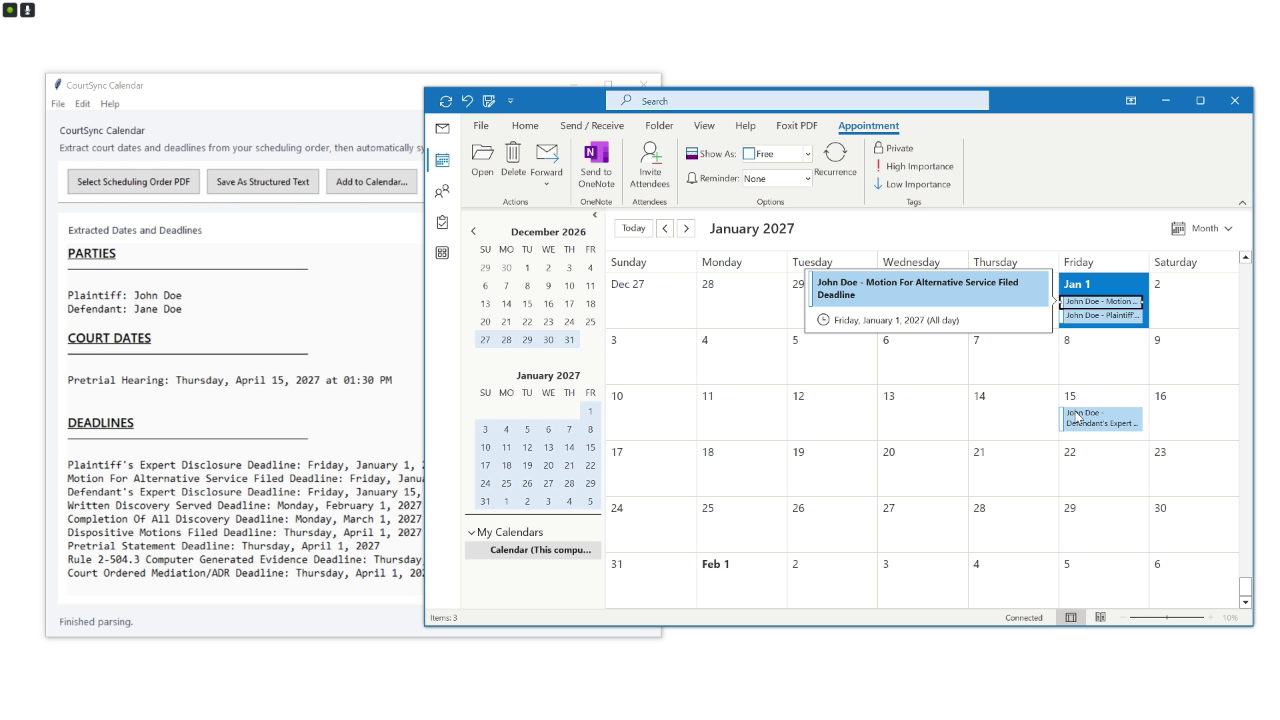 CourtSync Calendar demo preview